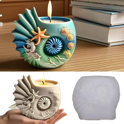 Sea Animal Candle Holder Resin Molds Silicone Epoxy Resin Jar Conch Shell by Unknown
