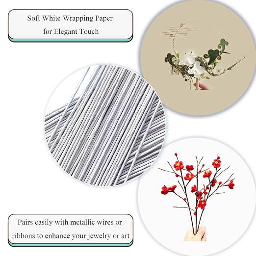 HAHIYO 18Gauge White Paper-Wrapped Metal Floral Wire 14 Inches, 70 Pack - Image 5