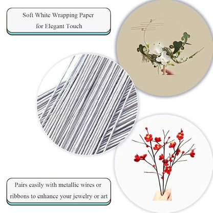 HAHIYO 18Gauge White Paper-Wrapped Metal Floral Wire 14 Inches, 70 Pack - Image 5