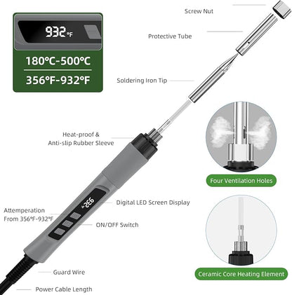 Soldering Iron Kit, 190W Soldering Gun, 110V LED Solder Kit - Image 2
