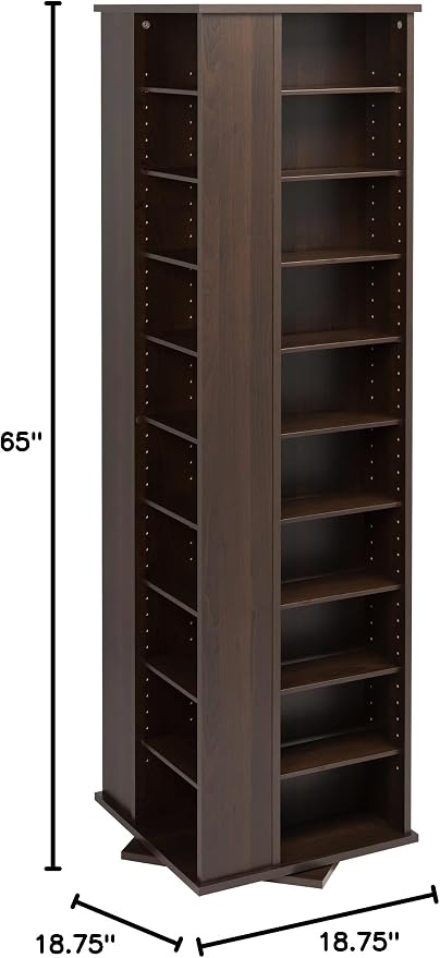 Prepac 4 Revolving Display Cabinet Media Storage, Large Four-Sided Spinning - Image 7