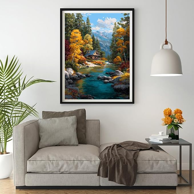 14CT Counted Cross Stitch Kits for Adults Advanced Mountains Lake Printed - Image 2