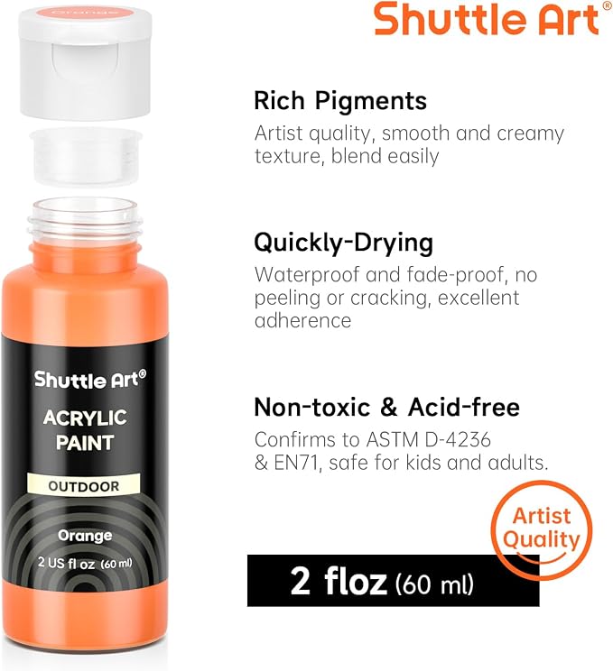 Shuttle Art 25 Colors Outdoor Acrylic Paint Set, 2oz/60ml Waterproof Acrylic - Image 4