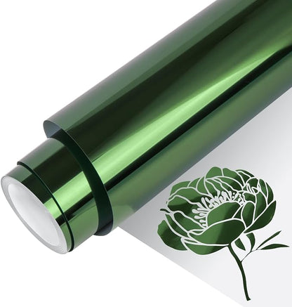 VINYL FROG Metallic Foil HTV Vinyl Roll 12" x5ft Dark Green Chrome Heat by VINYLFROG