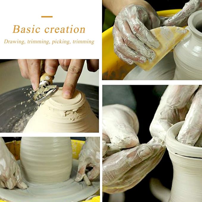 8 Pieces Wooden Pottery Sculpting Clay Cleaning Tool Set, Includes Clay Cutting - Image 3