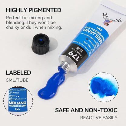 MeiLiang Watercolor Paint Set 36 Vibrant Colors 5ml / 0.17 Fl Oz Tubes - Image 4