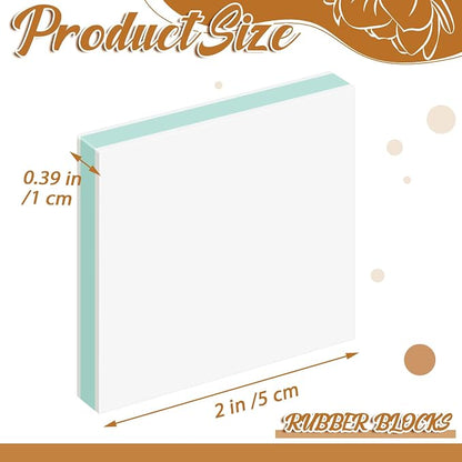 Frienda 12 Pcs 2" x 2" Rubber Carving Blocks Linoleum Blocks - Image 2