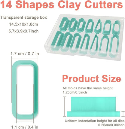 14pcs Rectangle Clay Cutters, Polymer Clay Cutting Tools - Image 2