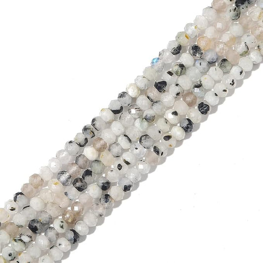 Natural White Spectrolite Beads 4x2mm 120pcs Faceted Rondelle Loose Semi by Beadia