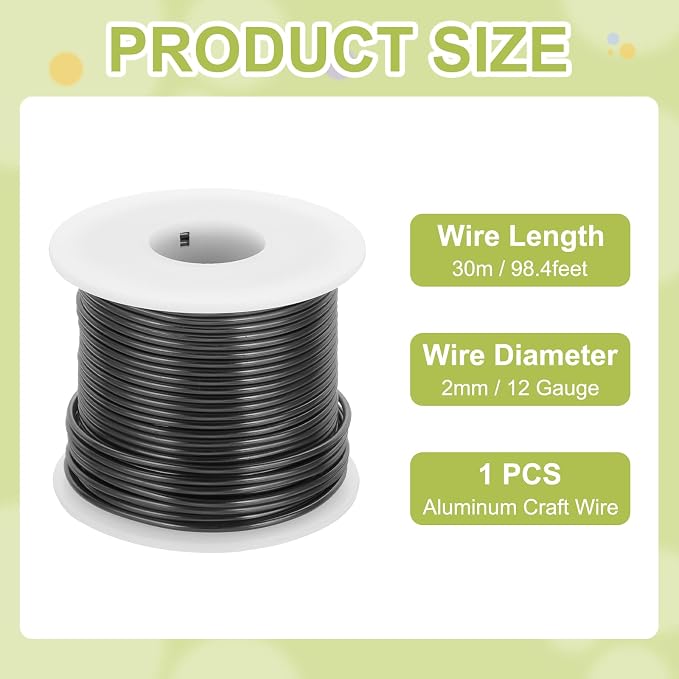 MECCANIXITY 12 Gauge Anodized Aluminum Craft Wire Bendable Bonsai Training Wire - Image 2