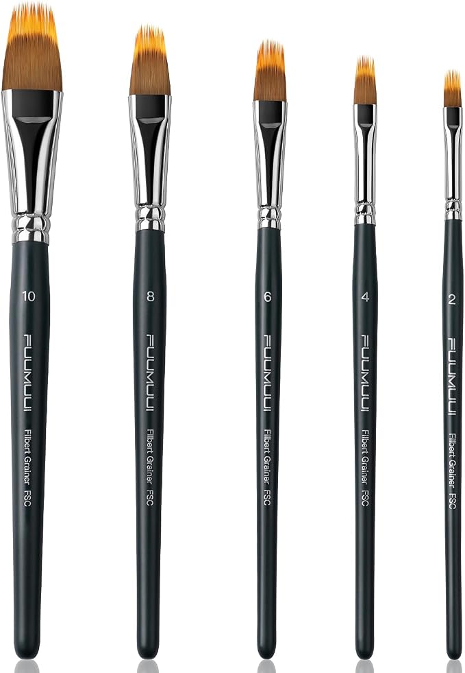5pcs Dual-Layer Grainer Brush Set- Fuumuui Professional Synthetic Filbert Comb by FUUMUUI