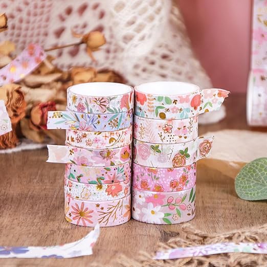 MAFELOE 2 Meters Long 12 Rolls Washi Tape Set, Decorative Adhesive Supplies - Image 2