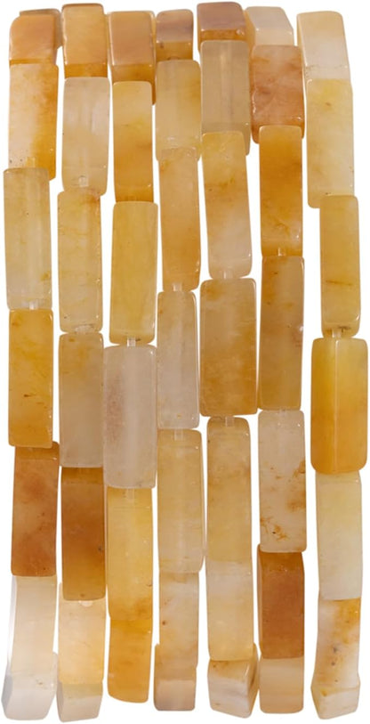 Natural Yellow Jade Rectangle Tube Beads 4x13mm 38cm/str Loose Semi Gemstone by nusgnirps