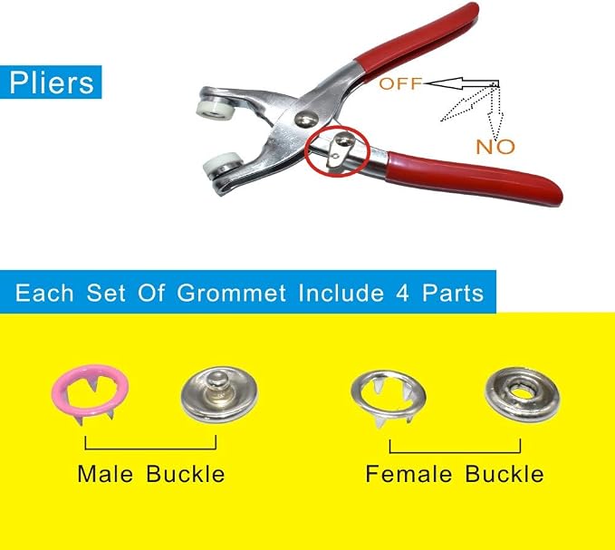 200Pcs Snap Fastener Tool Diameter 9.5mm Metal Eyelets Shoes Clothes Crafts - Image 5