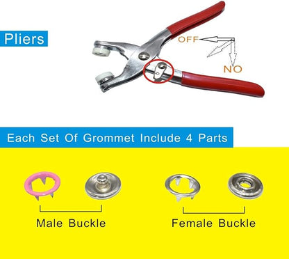 200Pcs Snap Fastener Tool Diameter 9.5mm Metal Eyelets Shoes Clothes Crafts - Image 5