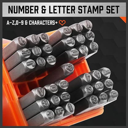 HORUSDY 37-Piece Number and Letter Stamp Set 1/8 Punch Perfect - Image 3