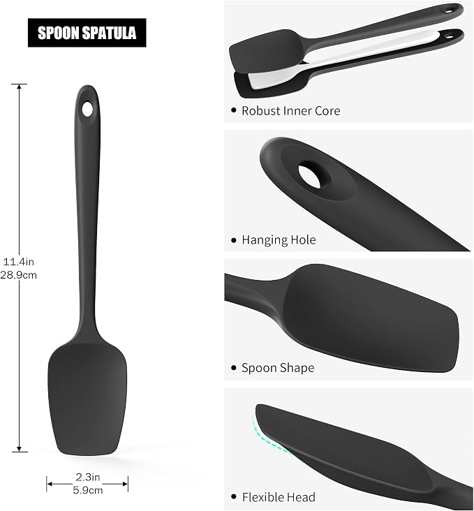 Heat Resistant Silicone Spoon Spatula, Doosu 600°F High Temp Flexible Cooking - Image 2