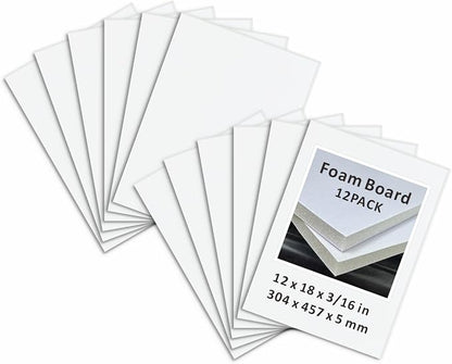 Foam Board 12 x 18 in, ZXUNLIEH 12 Pack White Poster Board, 3/16 in Thick Craft by Unknown