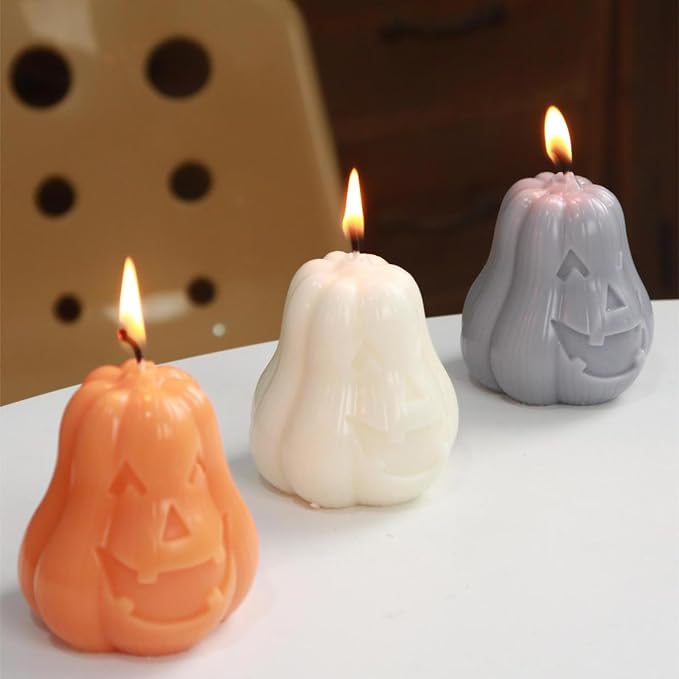 2 Pcs Halloween Candle Silicone Molds, DIY 3D Evil Pumpkin Candle Making Wax - Image 6