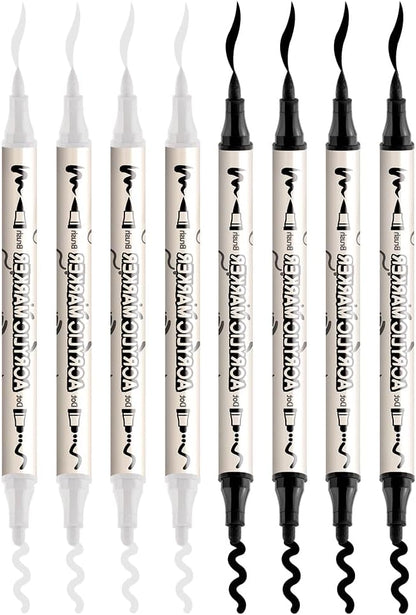 TRANSON 4 Black and 4 White Paint Markers Brush and Bold Dual-tip Acrylic Paint - Image 7