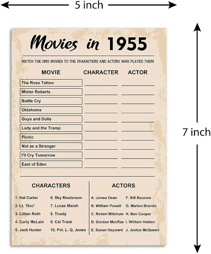 70th Birthday Party Games, Movies in 1955 Games, Birthday Party Supplies - Image 2