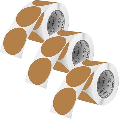 Perco Kraft Brown 3-Inch Round Circle Dot Sticker Labels by Perco