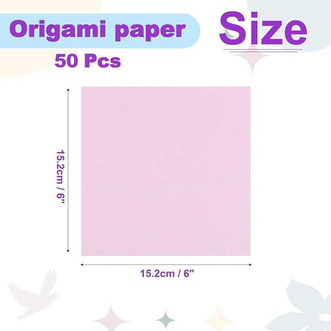 DMiotech 50 Sheets 6x6 Inch Origami Paper Large, 7 Colors Pink Square Origami - Image 4