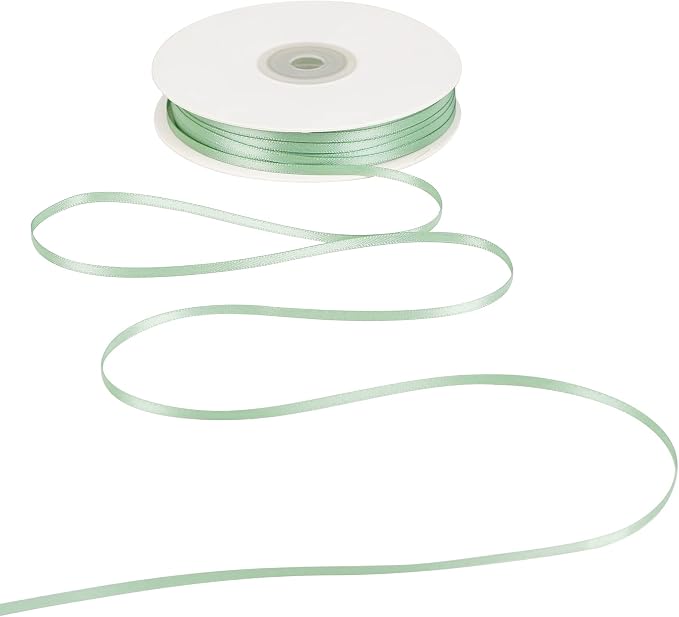 HUIHUANG Sage Green Ribbon 1/8 inch X100 Yards Roll Thin Satin Ribbon Double by HUIHUANG
