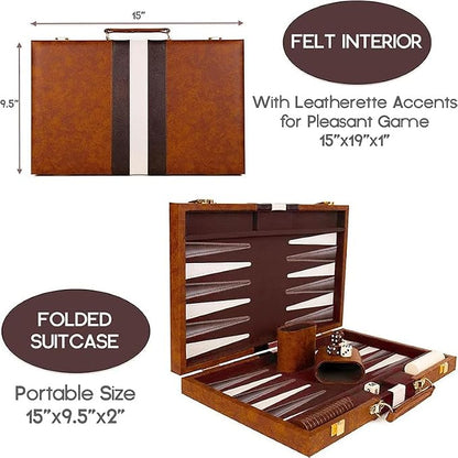 15inch Backgammon Set Classic Folding Board - Image 4