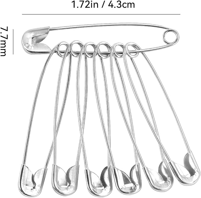 100 Pack Silver Safety Pins Assorted, Galvanized Steel Bulk Safety Pins - Image 3