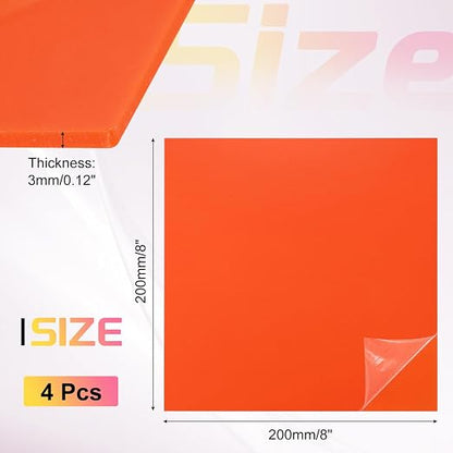 uxcell 4Pcs Acrylic Sheets 8x8 Inch Acrylic Panel 1/8 Inch-3mm Plastic Board - Image 2