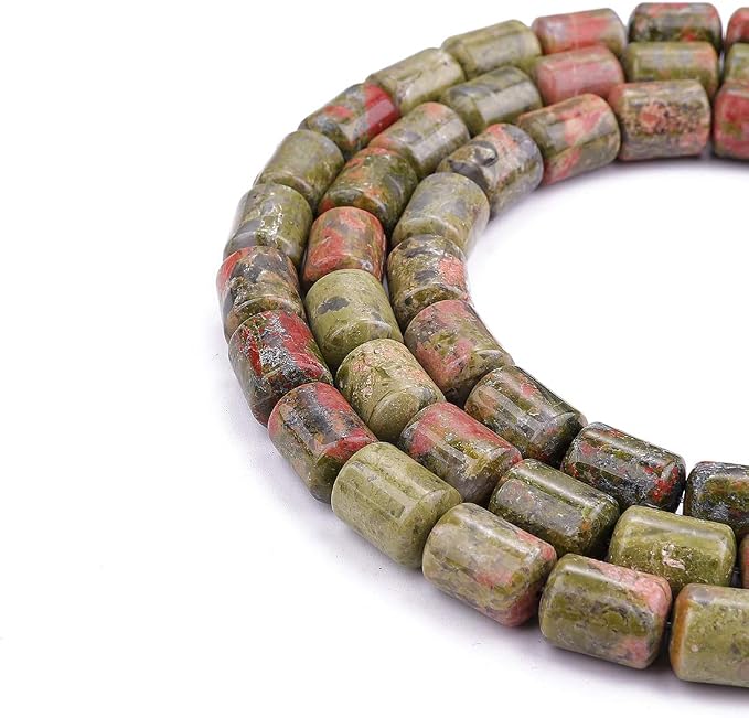 Natural Unakite Cylinder Stone Loose Semi Gemstone Beads - Image 5