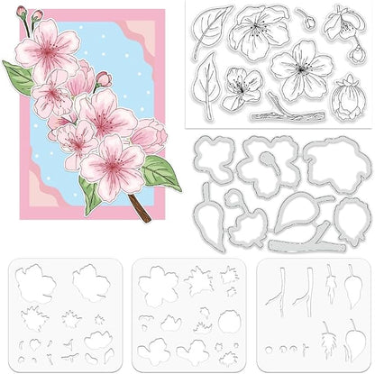 ORIGACH Realistic Peach Blossom Layering Stencils Set by ORIGACH