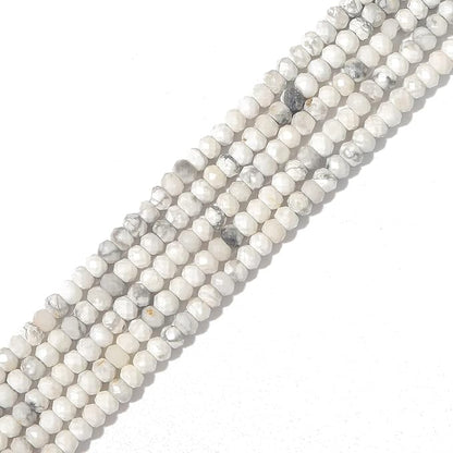 Natural White Howlite Beads 4x2mm 120pcs Faceted Rondelle Loose Semi Gemstone by Beadia