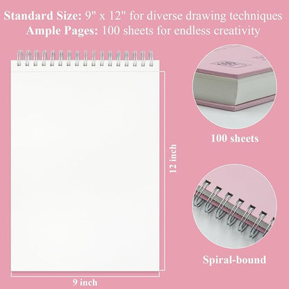 Cute Sketchbook Pink, 100 Sheets Girl Sketchbook 73lb/120gsm Drawing Paper - Image 2