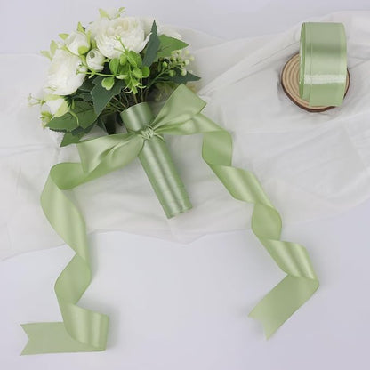 Pale Green Solid Satin Ribbon 1-1/2 Inch 25 Yards Solid Polyester Fabric Ribbon - Image 6