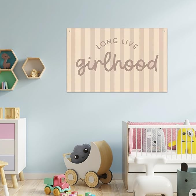 Long Live Girlhood Banner, Playroom Banner, Canvas Wall Hanging Flag Decor - Image 3