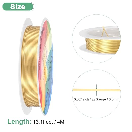 0.6 mm/22 Gauge Copper Wire for Jewelry Making, 13.1FT Copper Beading Craft - Image 3