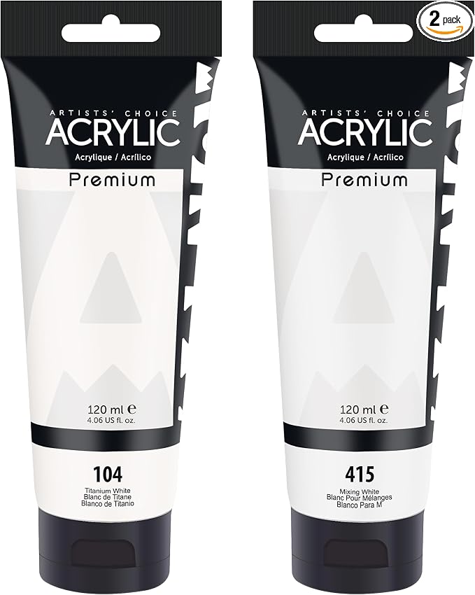 AUREUO White Acrylic Paint Set, 4 Fl Oz / 120ml 2 Tubes Set, Rich Pigment Art by AUREUO