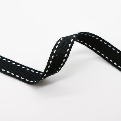 CT CRAFT LLC Black Cotton White Stitched Ribbon 3/8" x 10 Yards - Image 5