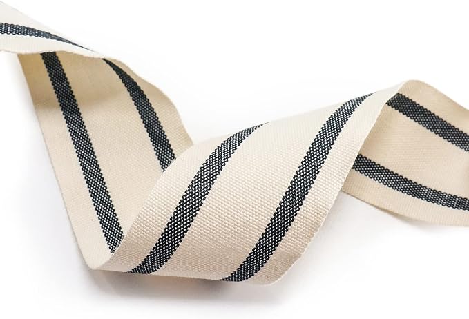 CT CRAFT LLC Ivory Cotton Black Stripes Ribbon 1.5" x 10 Yards - Image 4