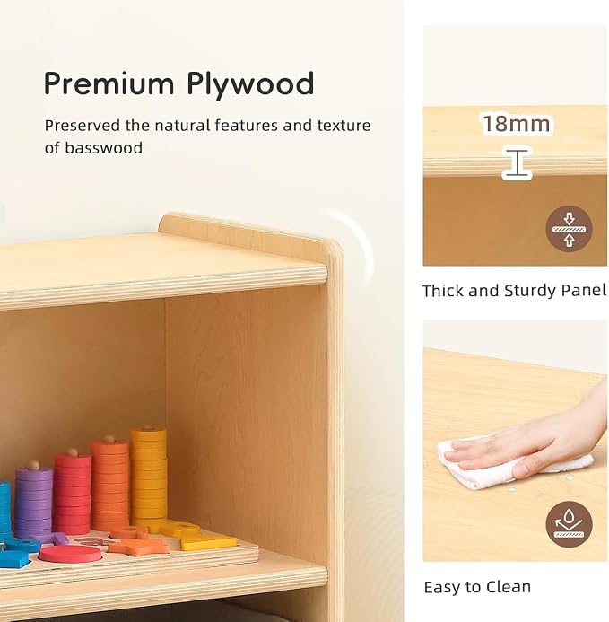 OOOK 5-Compartment Wooden Storage Cabinet, Montessori Shelf - Image 6