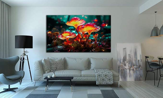 SpiritualHands Fantastic Mushrooms Glass Wall Art Oil Painting - Image 7