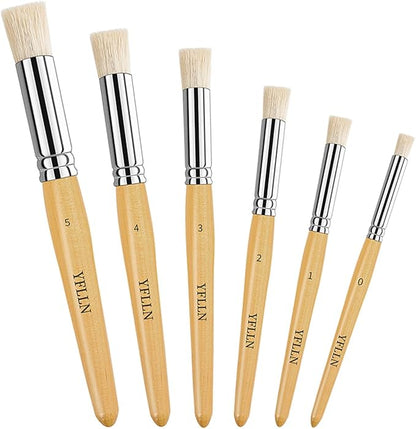Wooden Stencil Brushes Natural Stencil Bristle Dome Art Painting Brushes Wood by Unknown