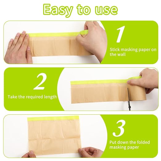 6 Rolls Pre-Taped Paint Masking Paper and 3 Masking Tape, 50 Feet/ Roll - Image 4