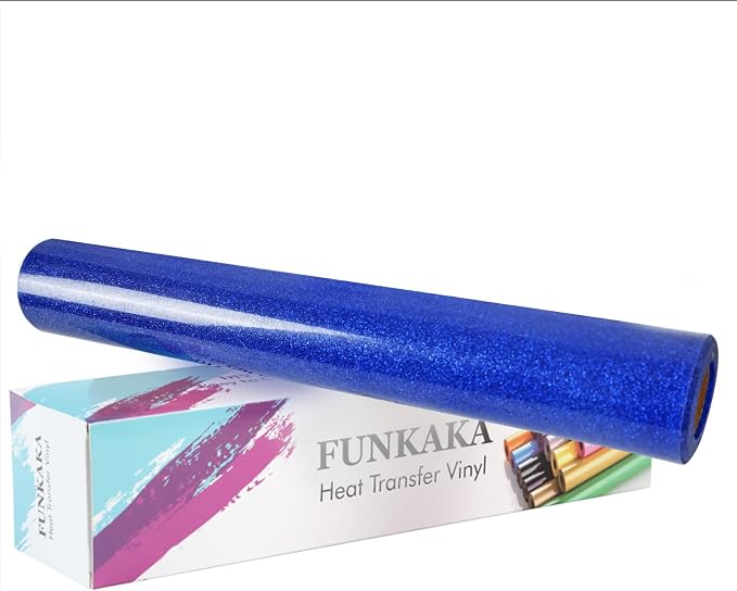 FUNKAKA Glitter Royal Blue HTV Heat Transfer Vinyl Rolls by FUNKAKA