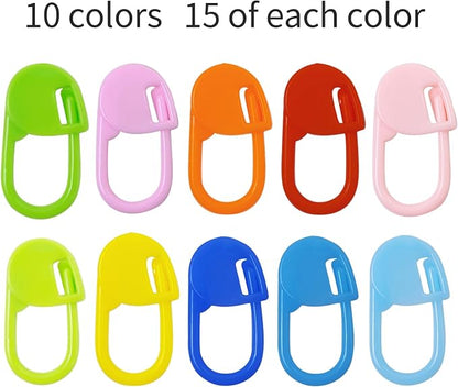 150 PCS Locking Stitch Markers for Knitting, Colorful Plastic Crochet Clips and - Image 8