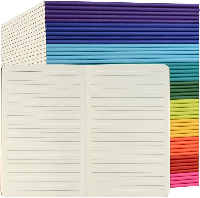 ZCZN 50 Pack Colorful Lined Notebooks Bulk, A5 Journals by ZCZN