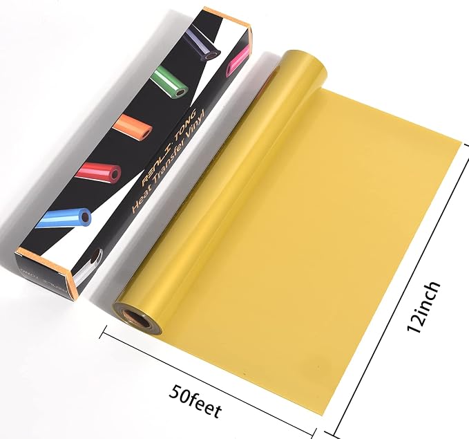 RENLITONG Gold HTV Iron on Vinyl 12Inch by 50ft Roll - Image 3