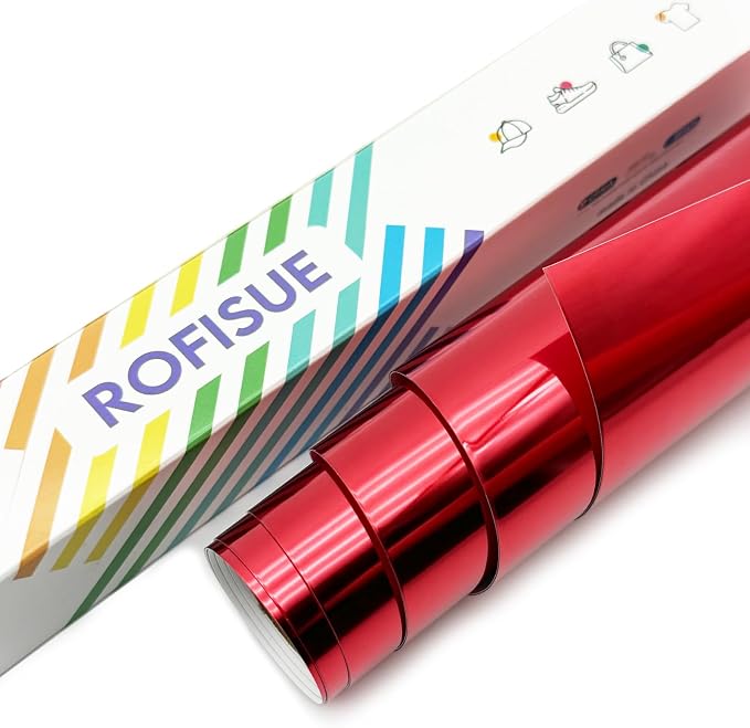 Metallic Red Foil Heat Transfer Vinyl 12Inch*6FT Bundle Chrome HTV Pack in by Unknown